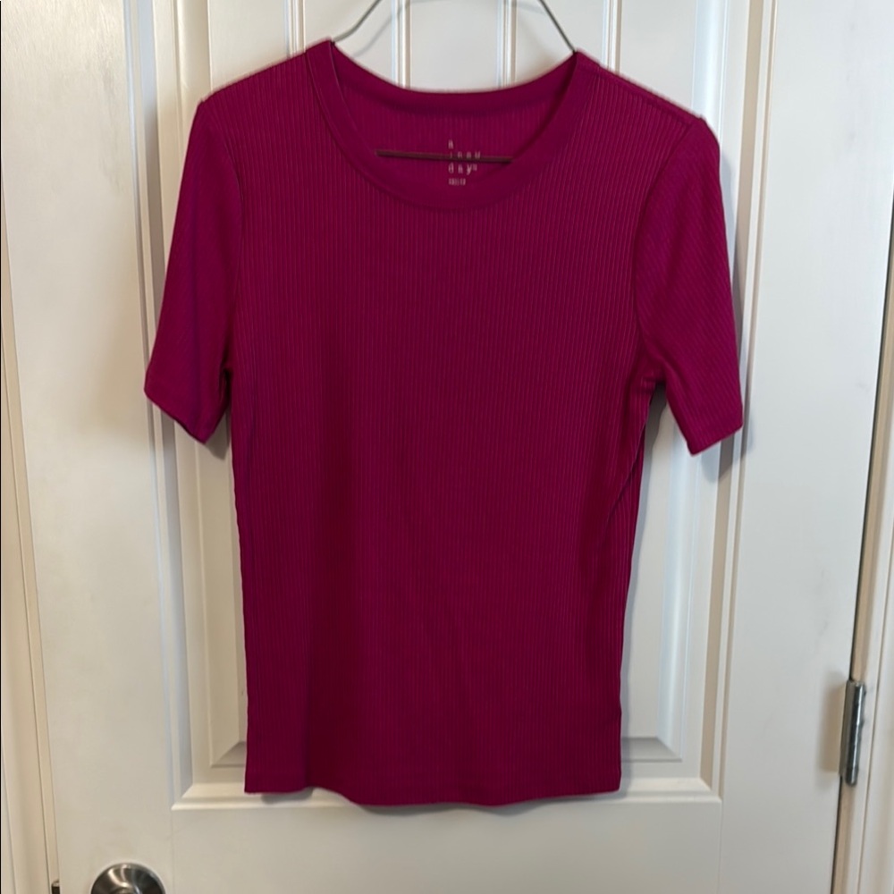 A New Day Red Fitted Short Sleeve T-Shirt